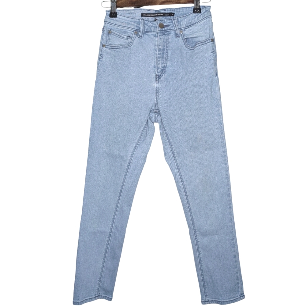Volcom Girlfriend Ankle Fit Light Wash Blue Skinny Cropped Jeans Size 26